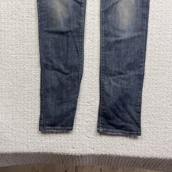 Y2K GUESS Jeans Sz 24 Distressed Low Rise STARLET Skinny Leg Dark Blue - Picture 4 of 15
